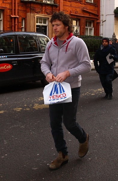 Sam Worthington outside of his London Hotel 