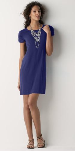Shirred Sleeve Scoopneck Dress