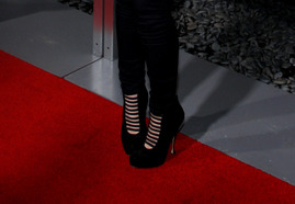 Christina Appelgate's pin striped heels