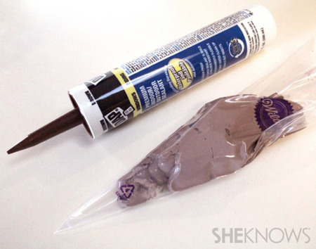 Add caulk to piping bag