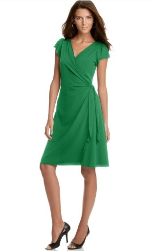 Jersey flutter sleeve wrap dress
