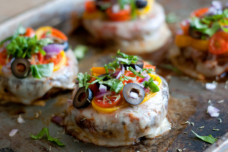 Stuffed Portobello mushroom pizzas