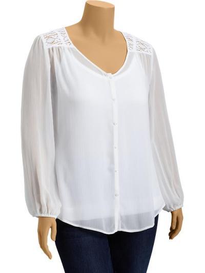 Old Navy Chiffon Lace Trim Blouse 