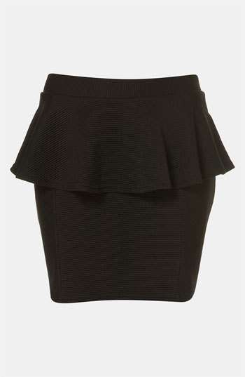 Topshop Ribbed peplum miniskirt