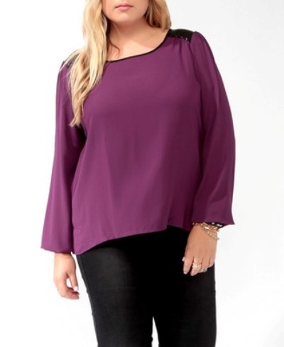 Forever 21 Sequined Yoke Contrast Top