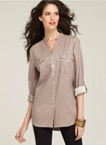Tab sleeve button up tunic