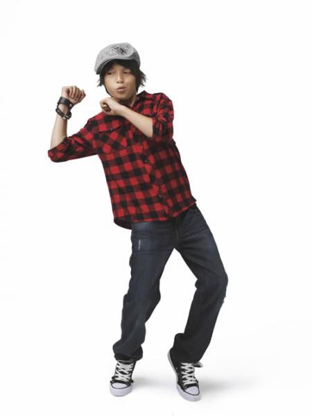 Plaid shirt and skinny jeans