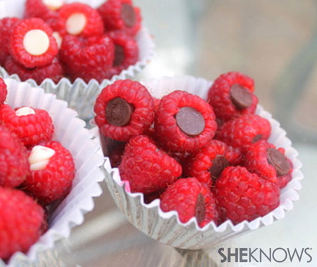 Chocolate-stuffed raspberries