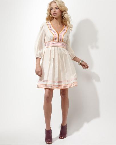 Three-Quarter Sleeve Embroidered Peasant