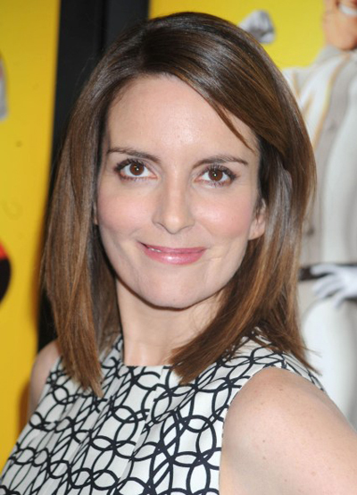 Tina Fey's brunette, shoulder length hairstyle