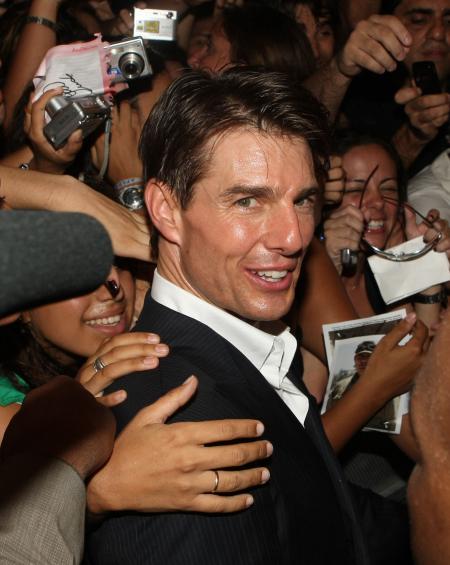 Tom Cruise surrounded by fans at Valkyrie premiere