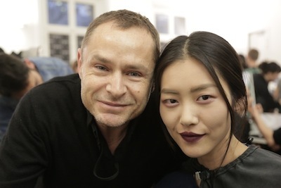 Tom Pecheux and Liu Wen backstage