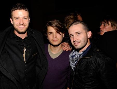 Trace Ayala poses with an all-black Justin Timberlake