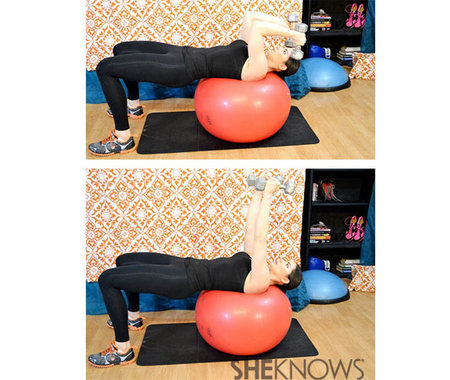 Skull crushers on a stability ball