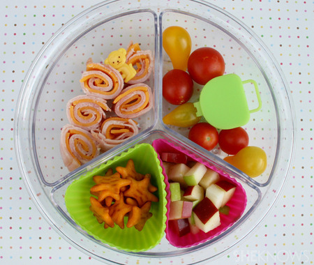 Tomatoes, Turkey Rolls &amp; Stars bento box lunch