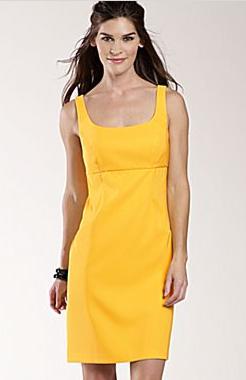Twill Sheath Dress-Yellow Solid