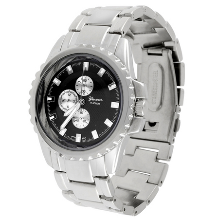 Geneva Platinum Metal Link Watch