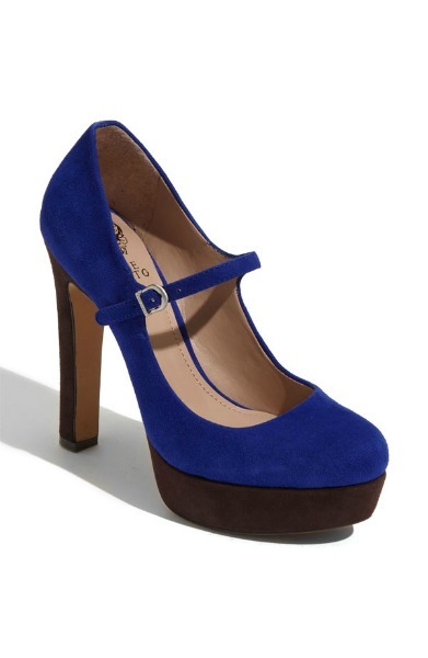 Cobalt and Brown Mary Jane Pump
