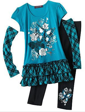 Weavers Girl Butterfly Plaid Top and Leggings set