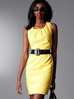 Worthington Pleat Neck Belted Jacquard Dress