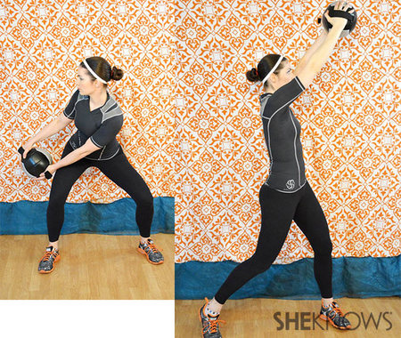 Wood chop with medicine ball