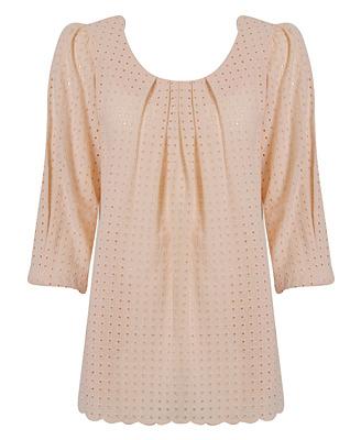 Woven Eyelet Tunic Top
