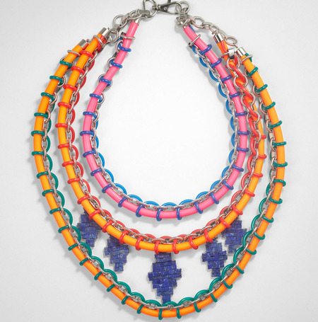This woven rubber multistrand necklace from Tory Burch definitely makes a statement.