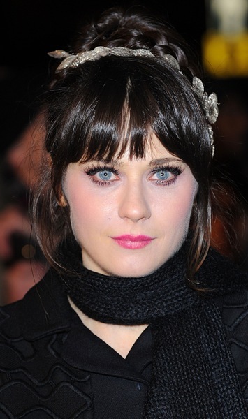 Zooey Deschanel with dramatic eyelashes