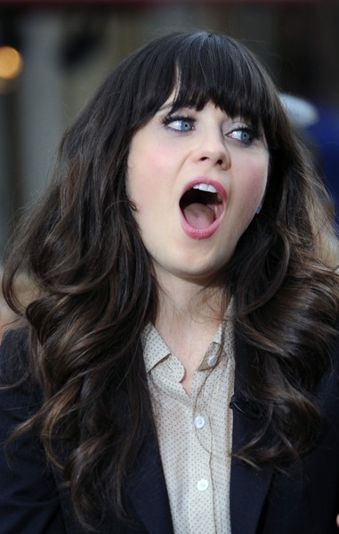 Zooey Deschanel in cascading curls