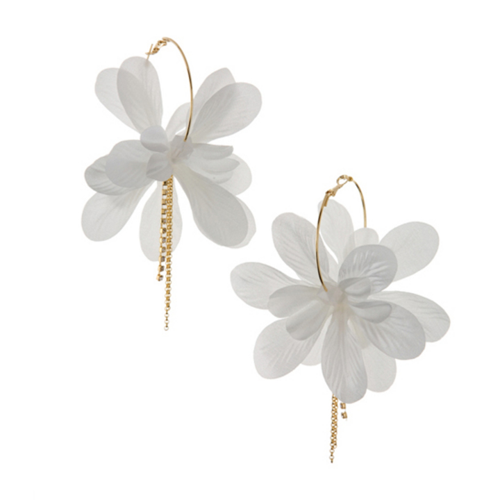 Fabric Flower Earrings White Gift Ideas