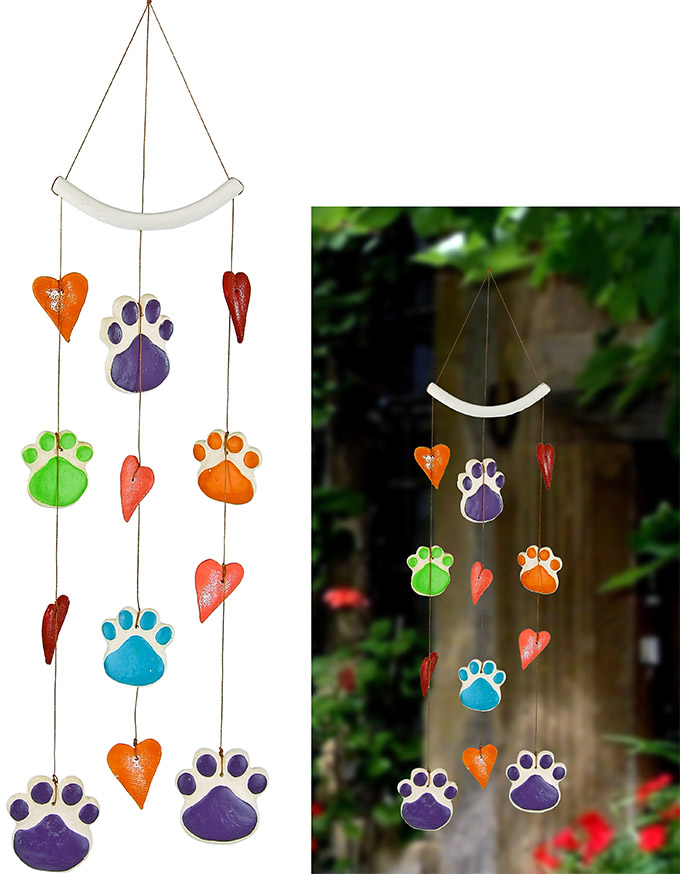 Purple Paws Hearts Windchime Gift Ideas Purple Paws Hearts Windchime