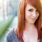 Red hair - Angled layers with side swept bangs