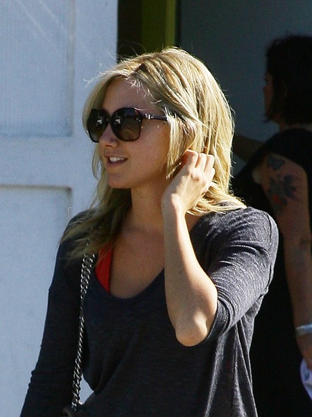 Ashley Tisdale's blonde hair is just out of the salon perfect Guess why