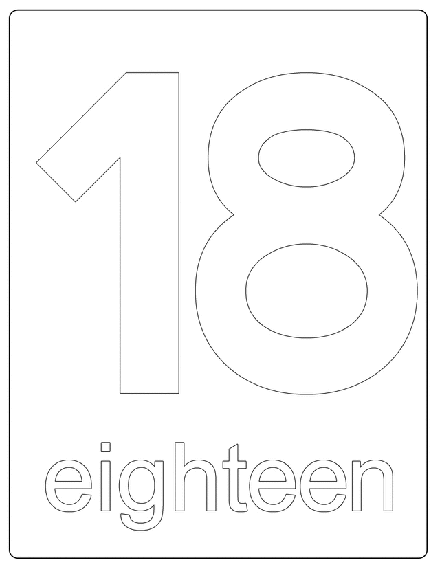 Full Page Number 18 Coloring Coloring Pages