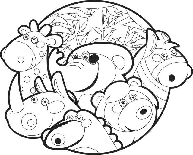 Cartoon coloring pages: Zoo animals