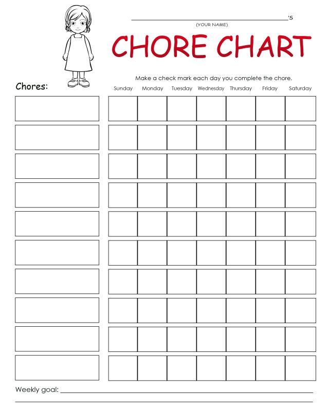 Chore Calendar Template