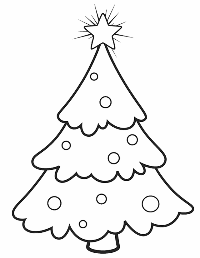 514 Simple Coloring Pages Christmas Tree Printable for Kindergarten