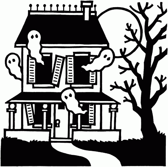 Spooky haunted house - Halloween - Free Printable Coloring Pages