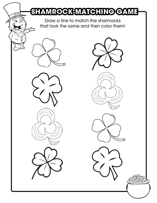 Shamrock Matching Game - Free Printable Coloring Pages