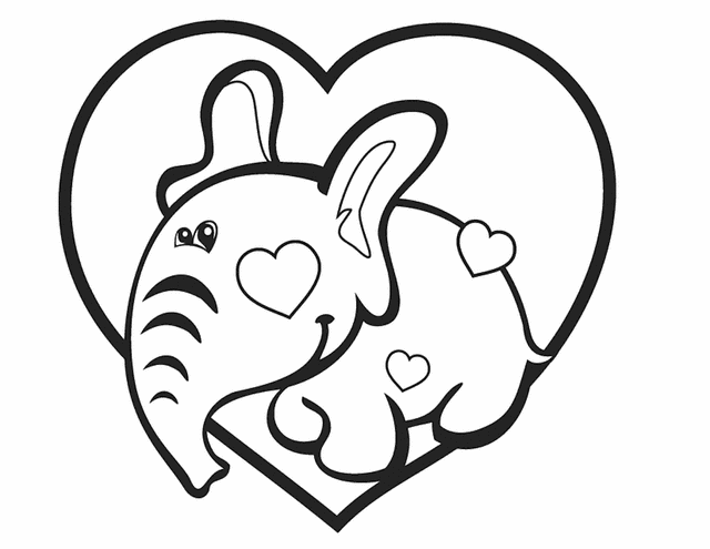 valentine elephant coloring pages - photo #13