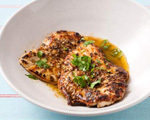 Coriander Chicken Cutlets with Cilantro Lemon Sauce