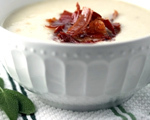 Creamy Cauliflower Soup with Prosciutto