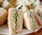 Cucumber and basil tea sandwiches with radishes