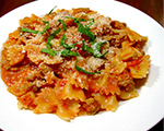 Farfalle with Spicy Sausage and Sweet Red Peppers