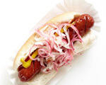 Grilled Hot Dogs with Pickled Onions