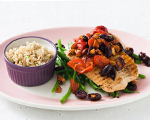 Grilled Turkey Cutlets with Olives and Almonds