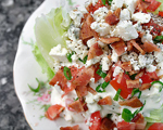 Iceberg Salad with Warm Bacon and Blue Cheese Dressing