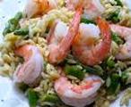 Orzo, asparagus and shrimp salad 