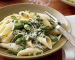Penne with Asparagus, Sage and Peas
