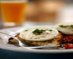 Poached Eggs with Turkey Sausage Crostini